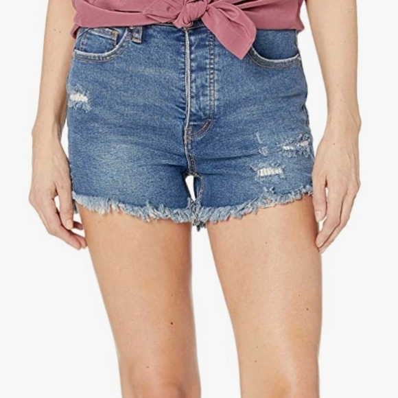 We The Free Pants - We the Free Free People Medium Blue Wash CRVY Vintage High Rise Jean Shorts 25